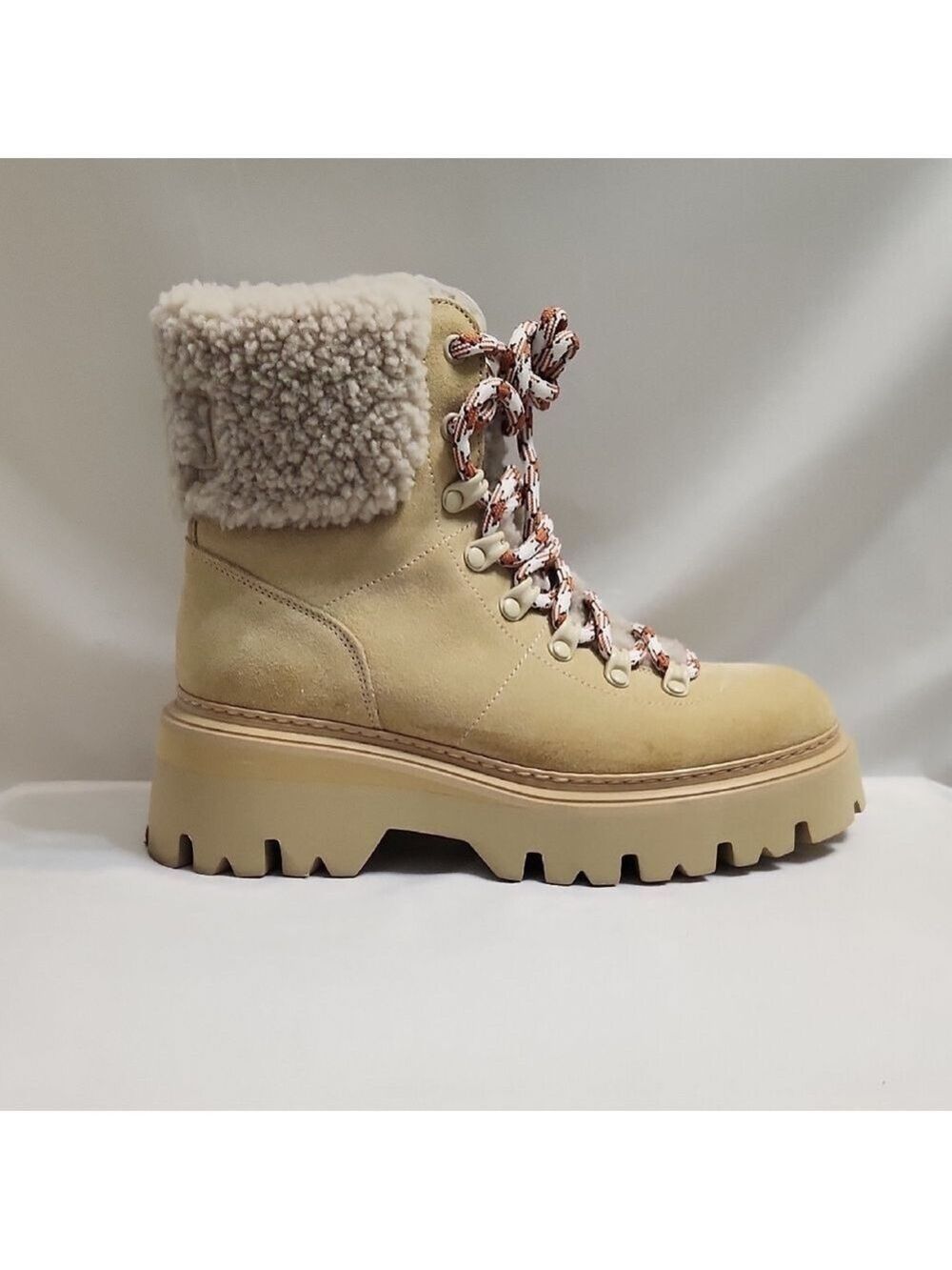 Woolrich Suede Sheepskin Calf Leather Chunky Lug Sole Hiking Boots (W Size 7) - Picture 2 of 12